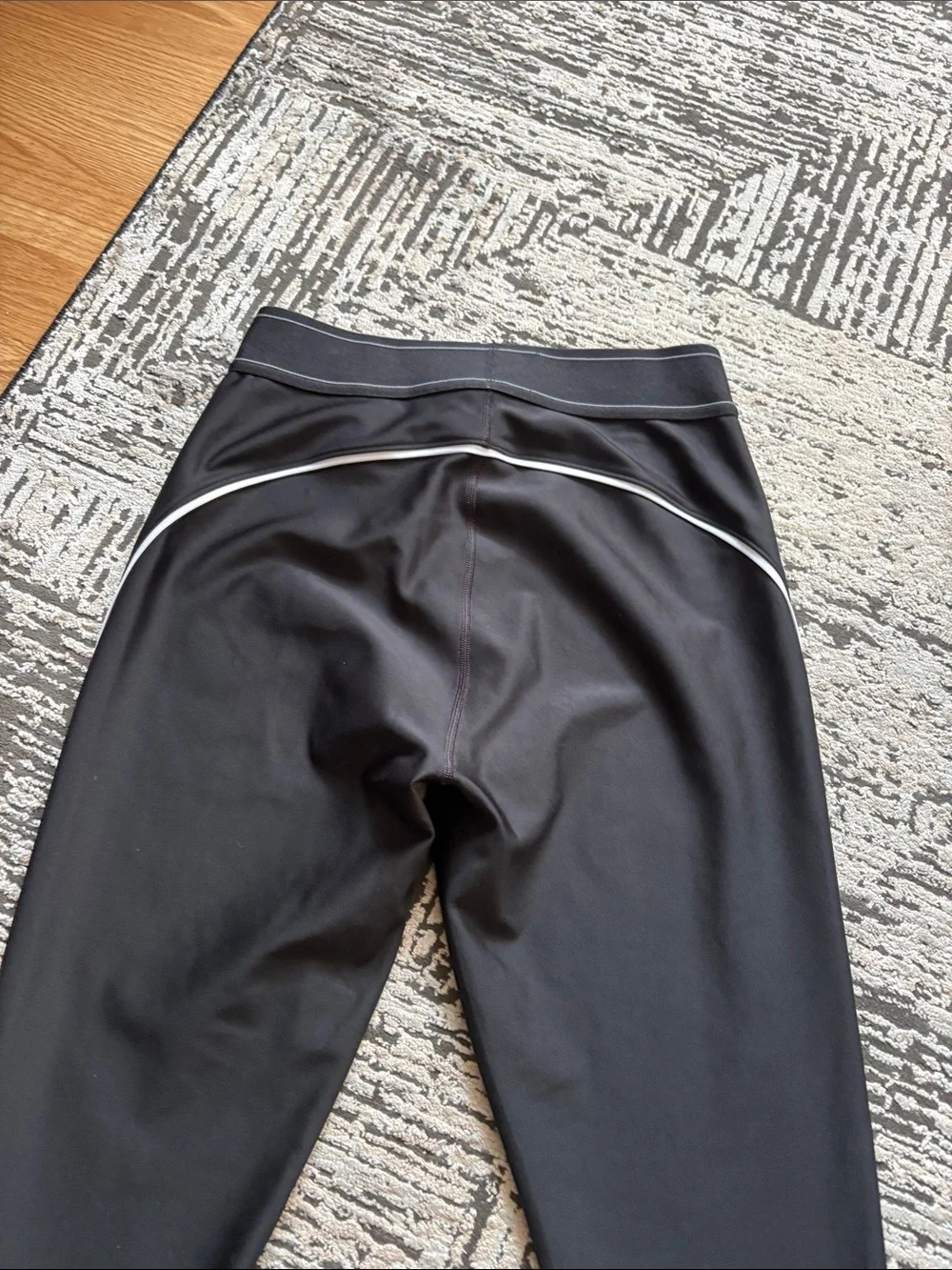 ALO Yoga Black Leggings with White Side Stripes